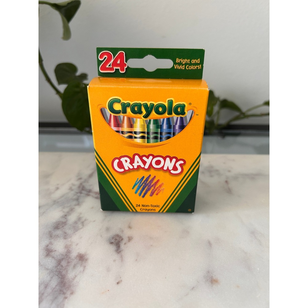 Vintage 2002 Crayola Crayons 24 Count Box with Retired Dandelion 52-3024-0-212